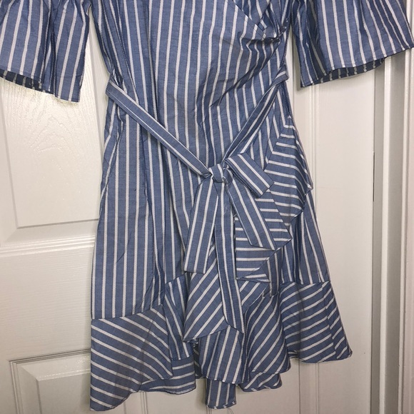 Blue & White Striped V-Cut Dress - Picture 4 of 5